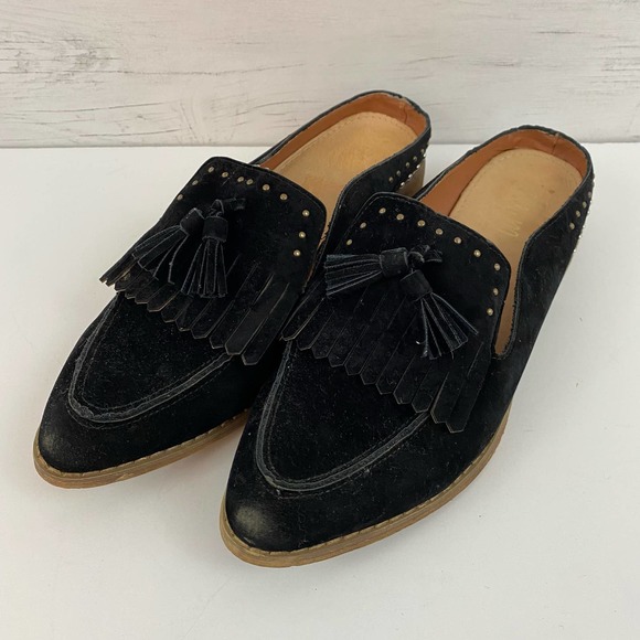 Mi.iM Shoes - Mi.im Black Studded Suede Loafer Mule